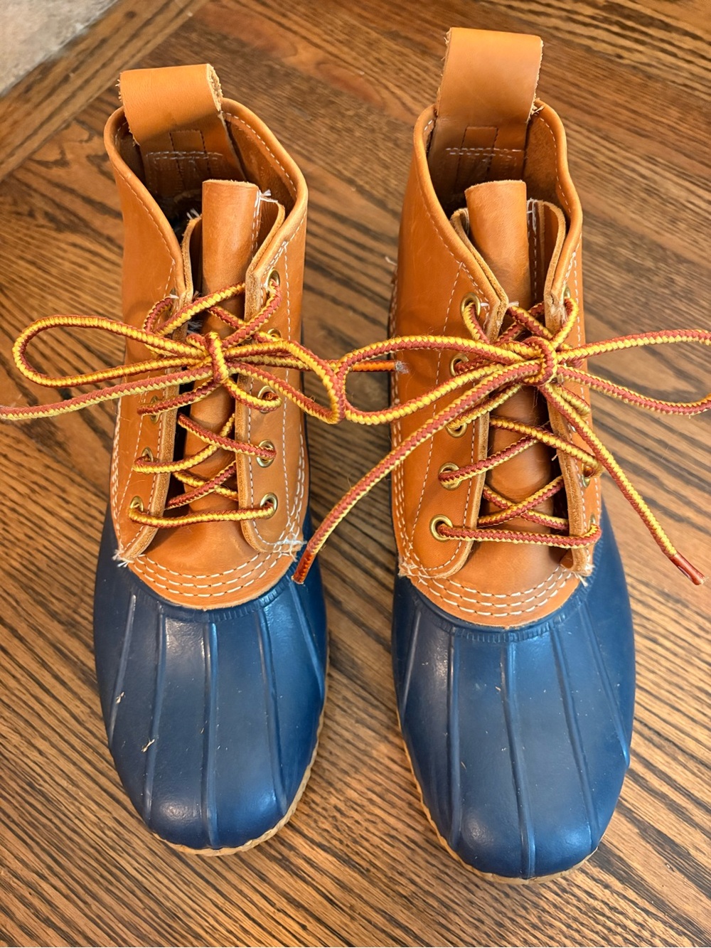 Kids Waterproof Duck Boots in Tan and Navy